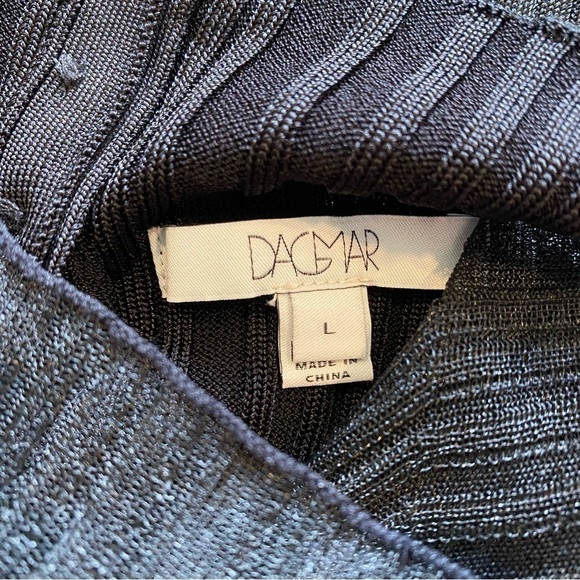 House of Dagmar Black High Neck Crinkle Blouse Shirt Women’s Size Large - Picture 7 of 9